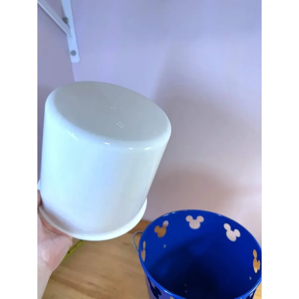 Disney Parks Mickey Mouse Blue Metal Ice Bucket Lid Liner Taiwan Missing Scoop